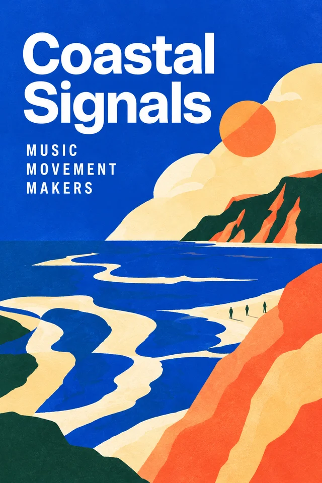 Coastal Signals. Cobalt sea and coral cliffs, music, movement and makers.